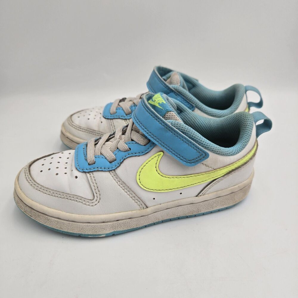 Nike Court Borough Low 2 Kids Sneakers White Blue Volt US 12.5C School Shoes